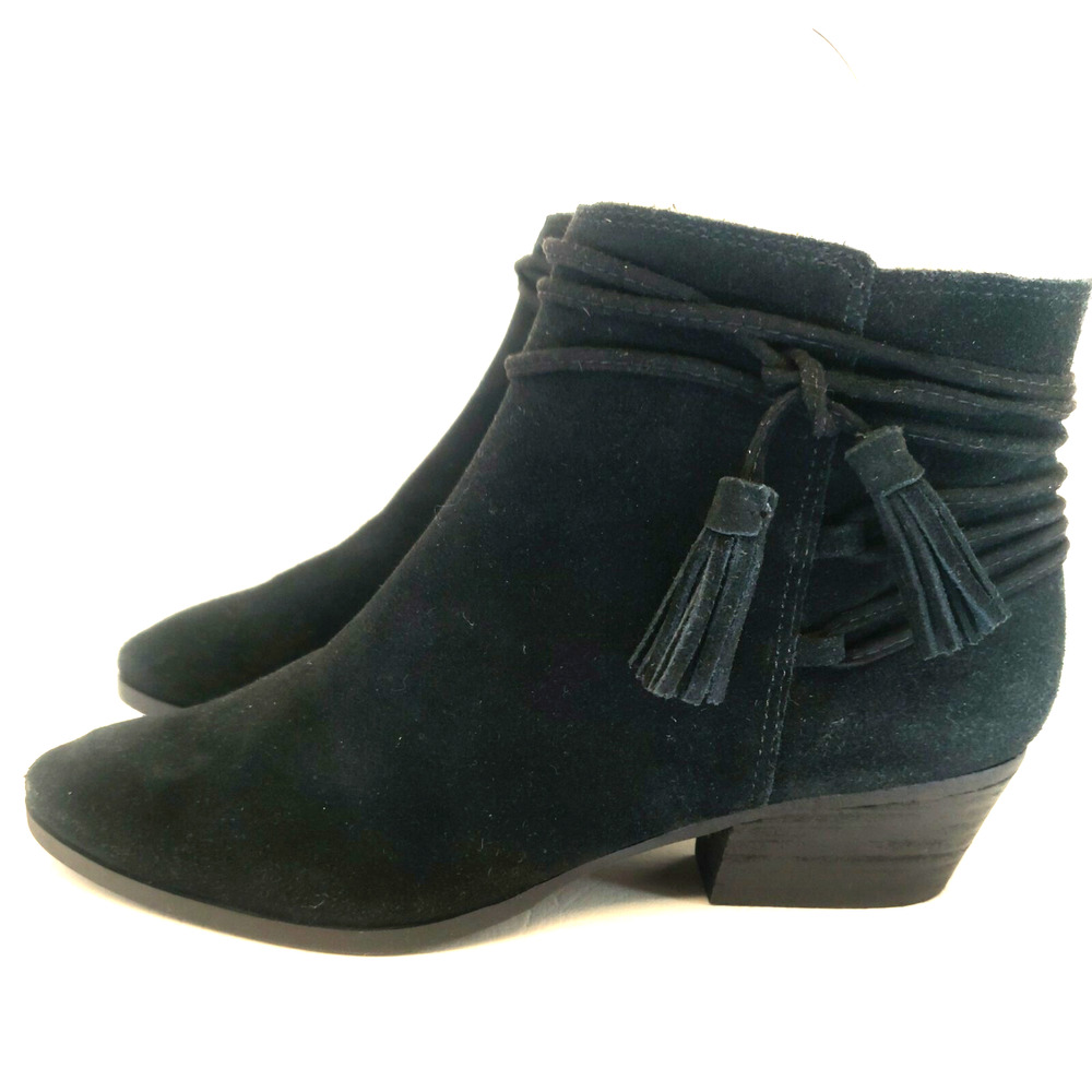 Vince Camuto Womens Black Suede ZIp Heeled Fashions Ankle Boots Booties SIze 6 M